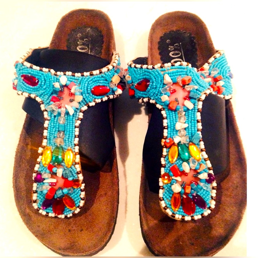 Beaded sandals. Size 7